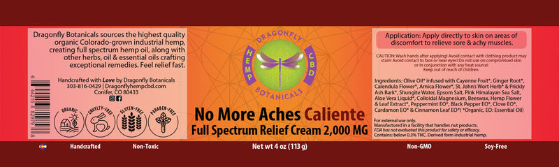 No More Aches Caliente Full Spectrum Hemp CBD Topical Cream