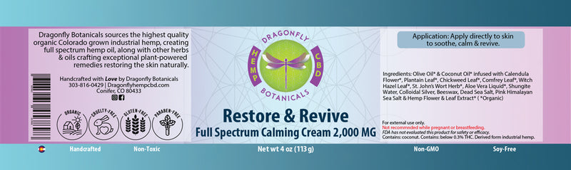 0.85 oz Full Spectrum CBD Hemp Restore & Revive Cream