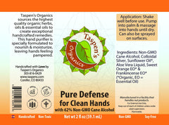 Organic Plant-Based Hand Sanitizer Non-Toxic Cleaning 2oz 4oz Spray